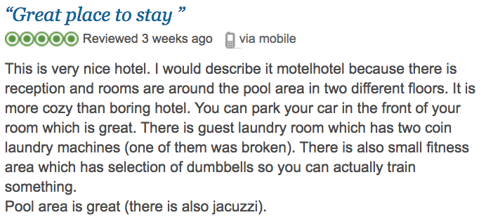 Hotel Review Example
