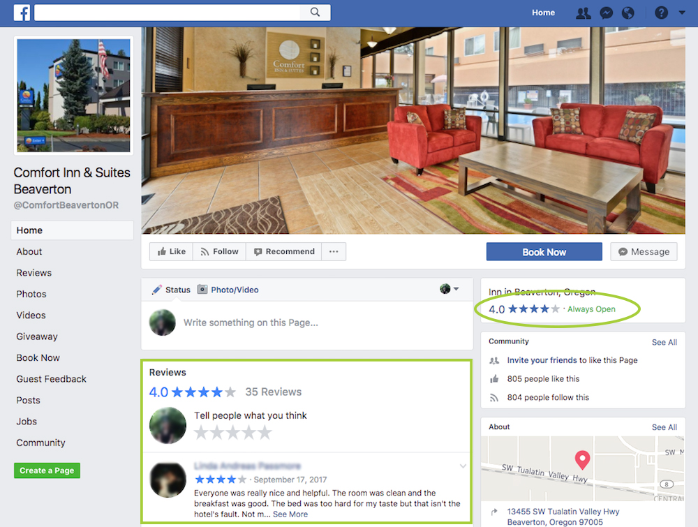 Reviews on Facebook Business Pages
