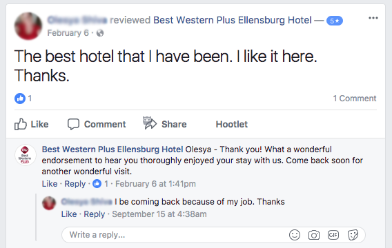 Comments on Facebook Reviews