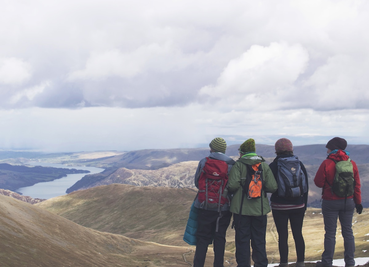 Group of people on an adventure travel trip