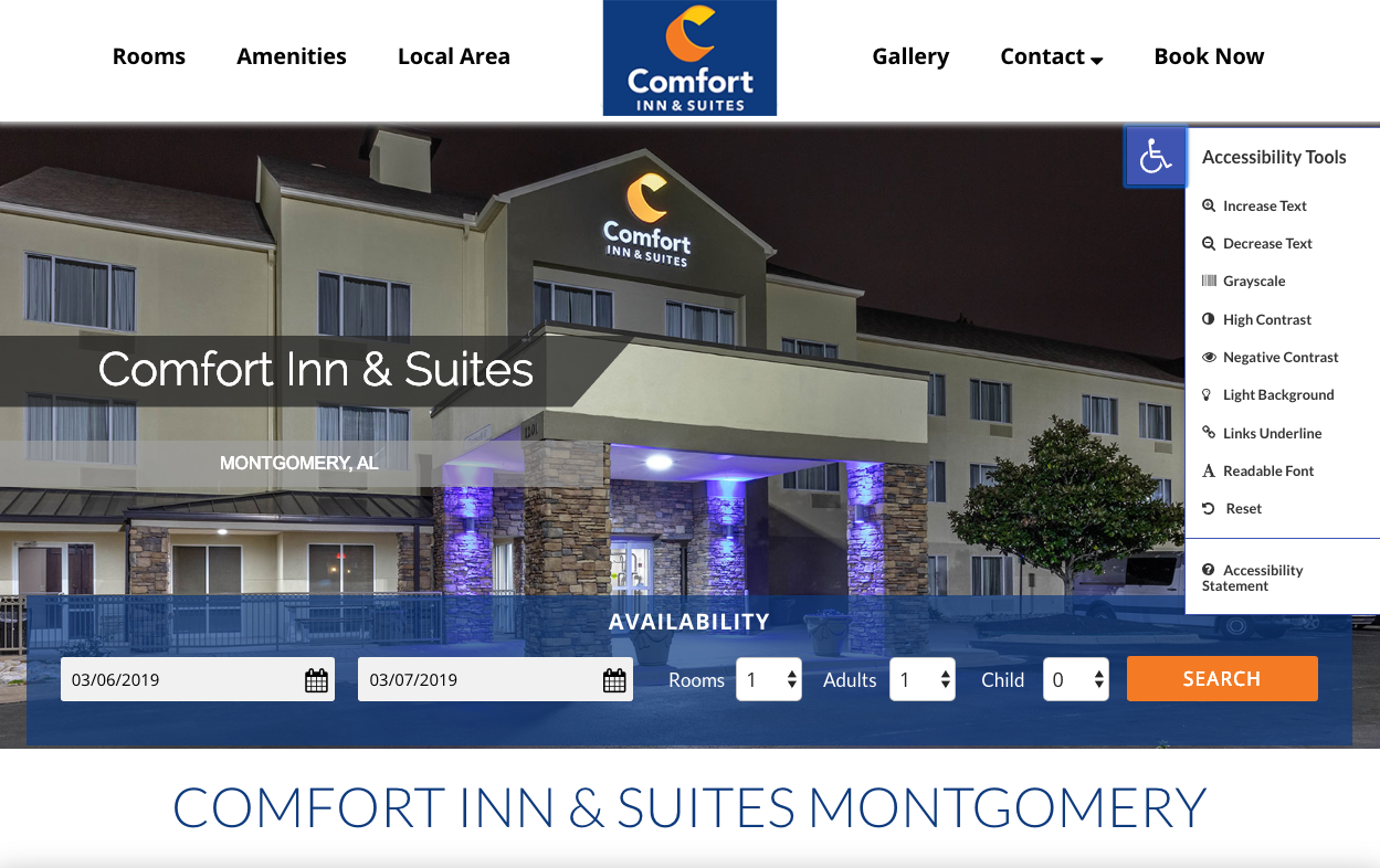Accessible Hotel Website