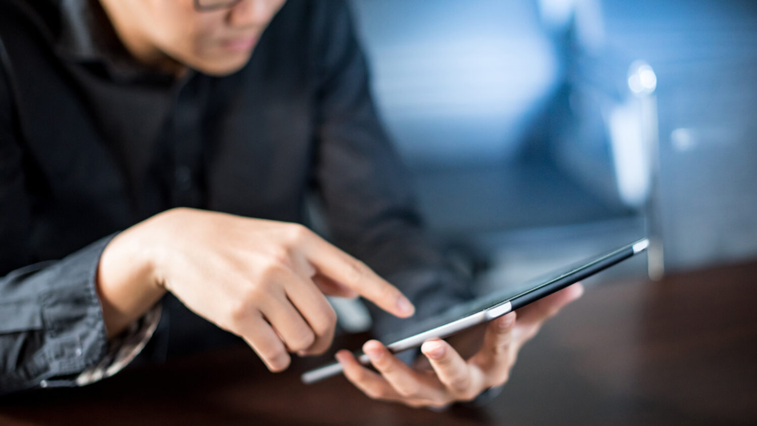 man using a tablet