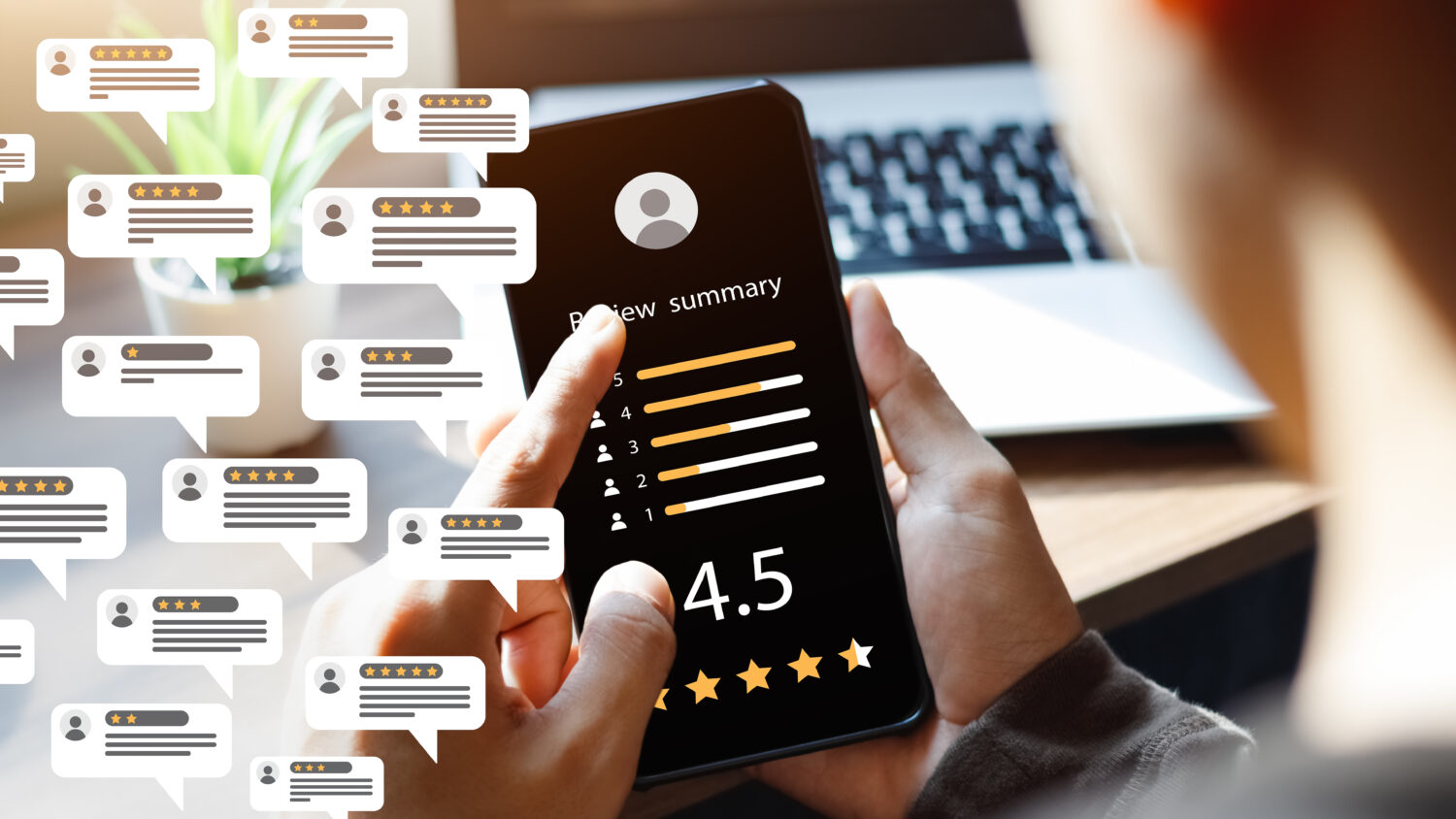 using a cell phone to leave review ratings online