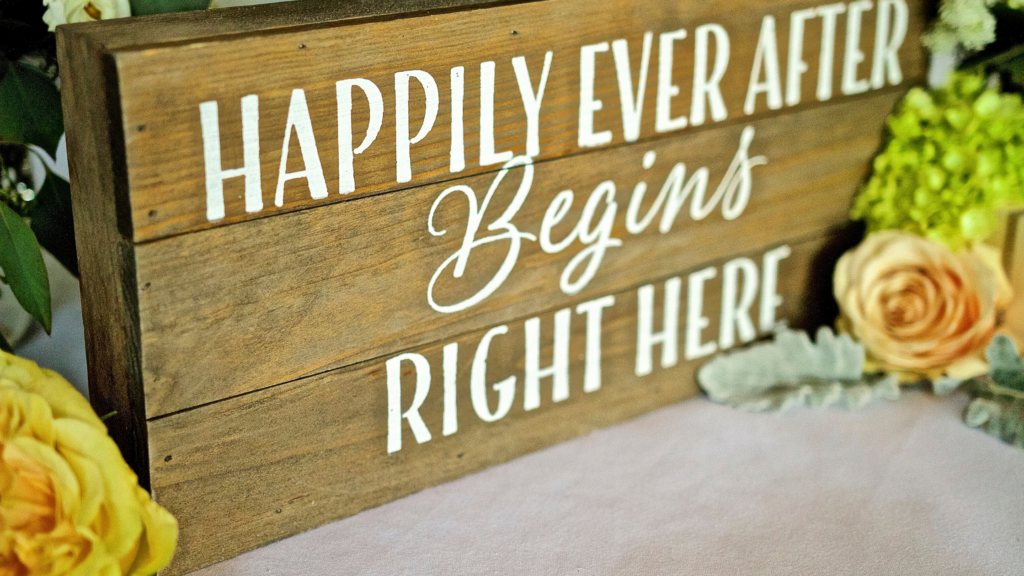 wooden wedding sign